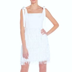 White Fringe Aidan Mattox Dress NWT